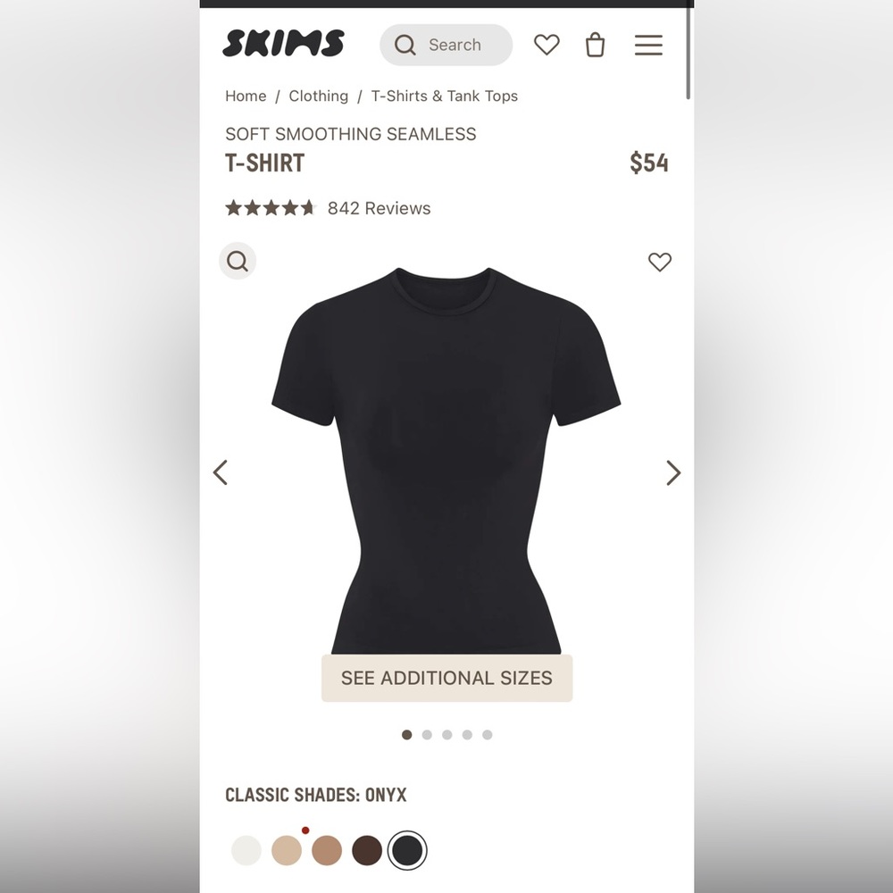 SKIMS - NWOT - SOFT SMOOTHING T-SHIRT | ONYX / XS